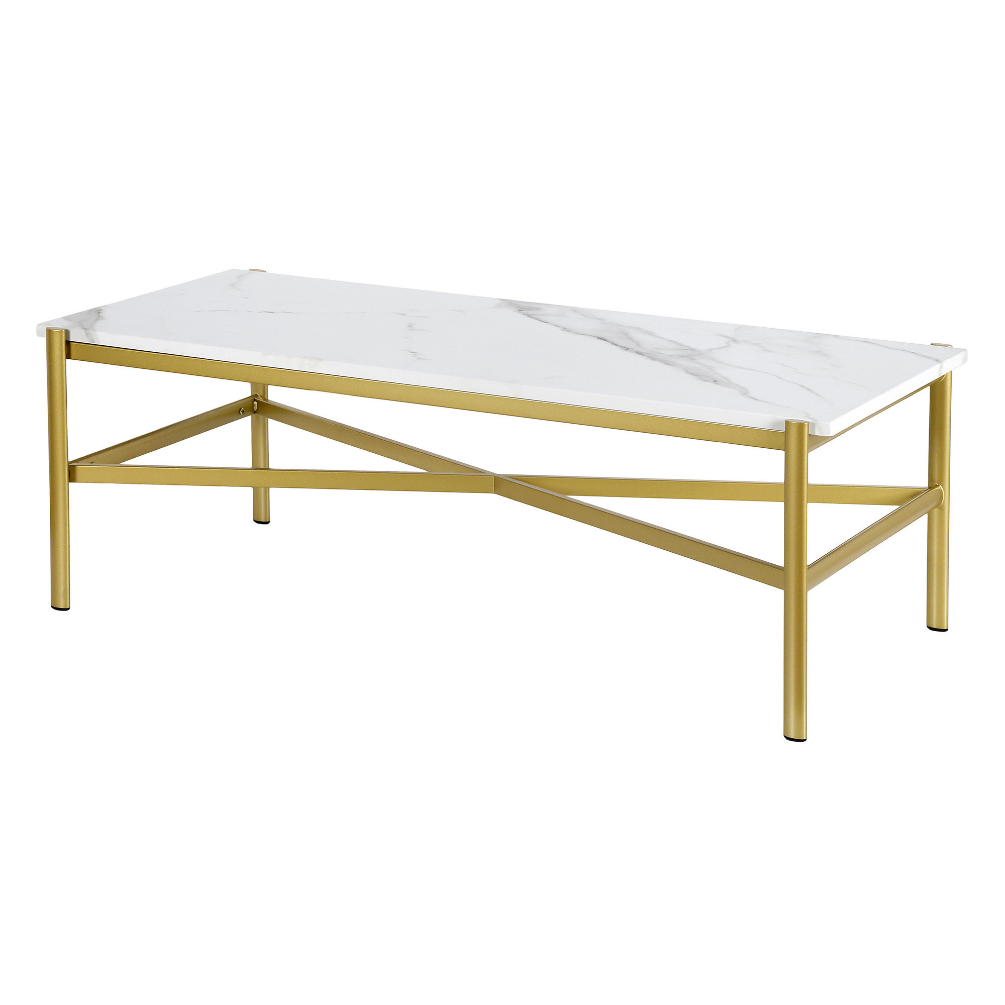 Mercer41 Maicol 46" Faux Marble and Steel Coffee Table | Wayfair